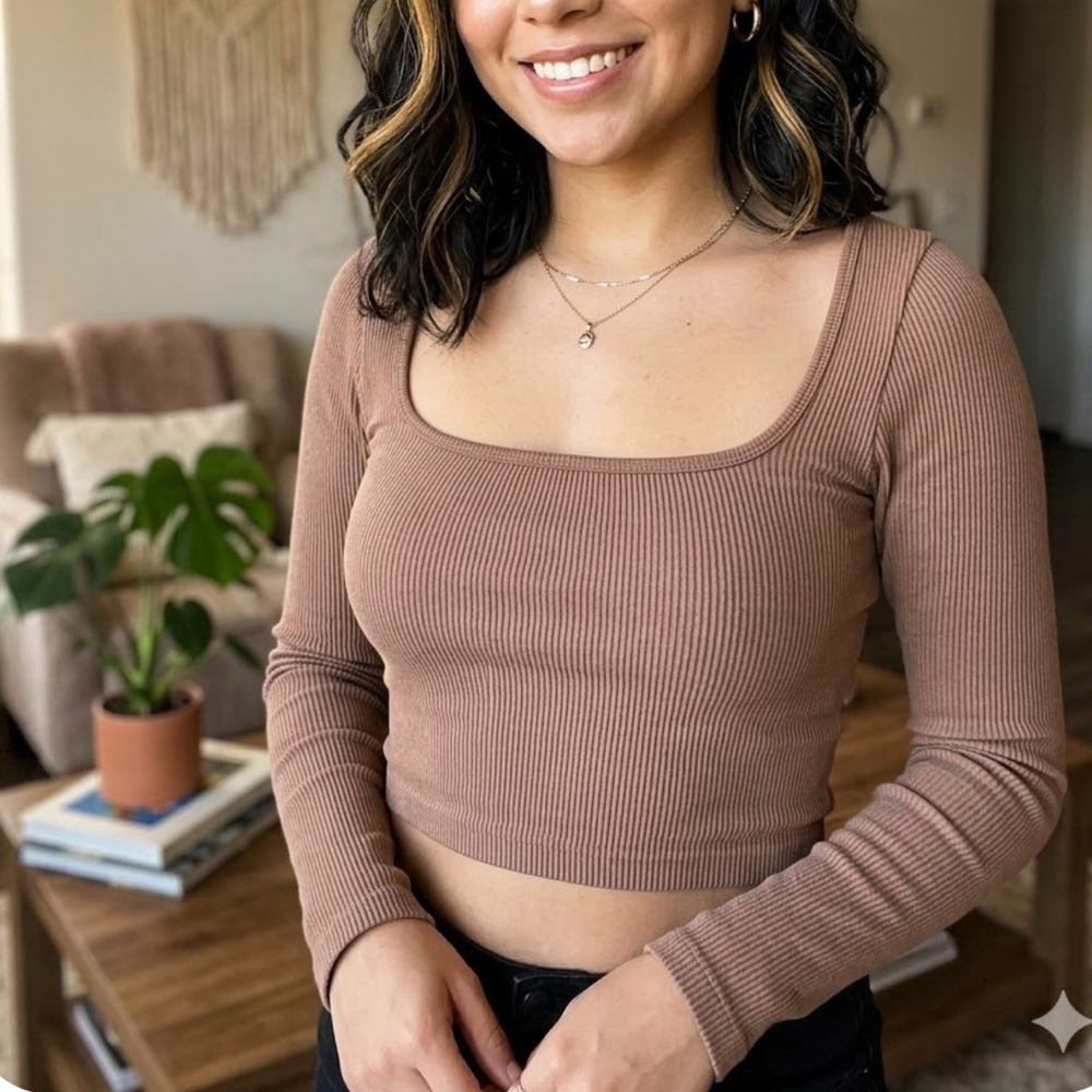 Zara Ribbed Tan Crop Top